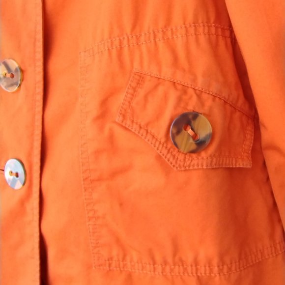 Anthropologie Elevenses Orange Spring Button Up Pea coat- trench style Jacket 2 - Picture 6 of 14